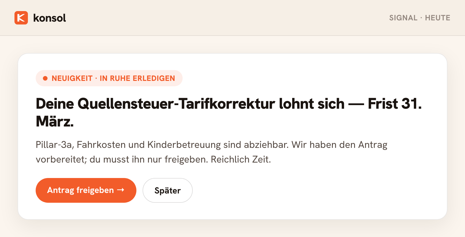 Konsol-Nachricht, wenn es etwas zu entscheiden gibt